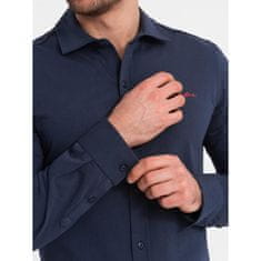 OMBRE Pánska bavlnená košeľa REGULAR tmavomodrá MDN124778 S