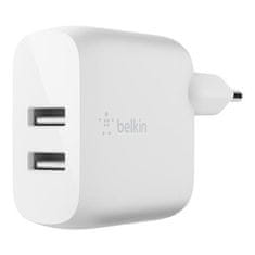 Belkin Duálna 24W USB-A nástenná nabíjačka, biela