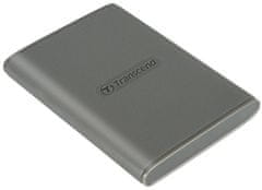 Transcend ESD360C 1TB, USB 20Gbps Type C, Externý SSD disk (3D NAND flash), kompaktné rozmery, sivý