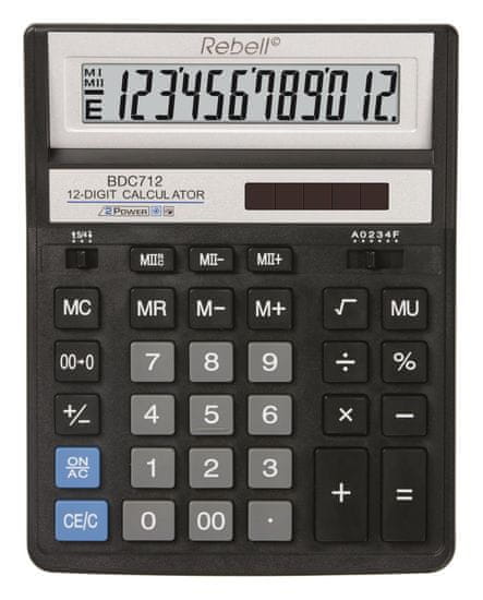 Rebell Stolová kalkulačka BDC712BK BX - 12-miest, naklonený display, čierna