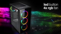 Evolveo Ptero Q12, case ATX, 2x USB2.0/1x USB3.0 1x HD Audio, 4x 120mm RGB, presklené bočnice, čierny