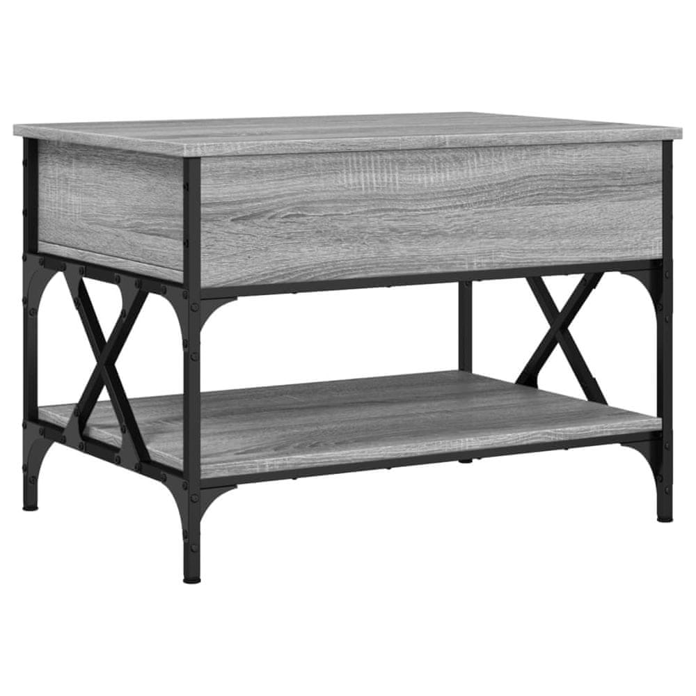 Vidaxl Konferenčný stolík sivý sonoma 70x50x50 cm kompoz. drevo a kov