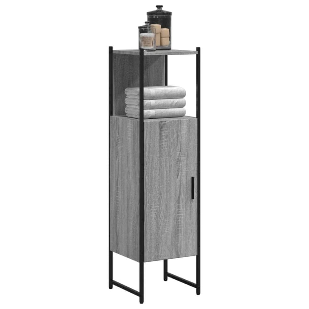 Vidaxl Kúpeľňová skrinka, sivá sonoma 33x33x120,5 cm, kompozitné drevo