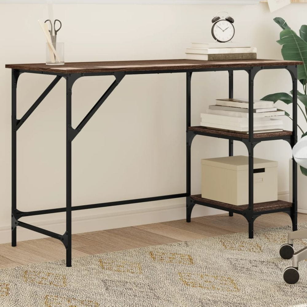 Petromila vidaXL Stôl hnedý dub 120x50x75 cm kov a kompozitné drevo