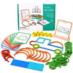 JOJOY® Logická hra pre celú rodinu – kreatívne drevené puzzle (úložné vrecko, základňa na karty, drevené paličky a 20x obojstranné karty) | KIDDOQUEST