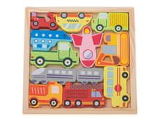 WOWO Vzdelávacie Drevené Puzzle, Triedič Tvarov Vozidiel pre Deti