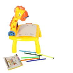 WOWO Žltý Stolík na Kreslenie s Projektorom - Motív Žirafy