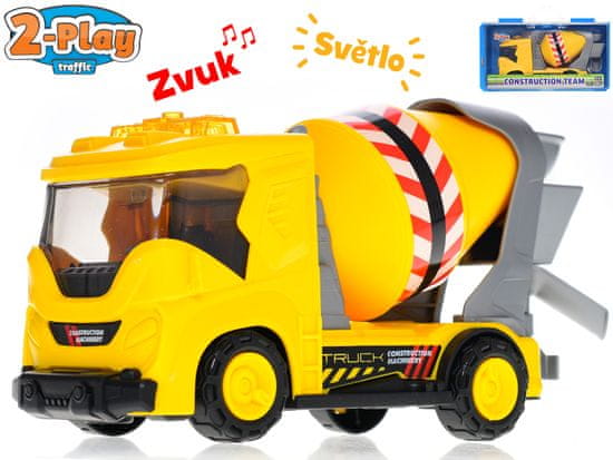 Mikro Trading 2-Play Traffic auto stavebná miešačka 22 cm so svetlom a zvukom v kufríku