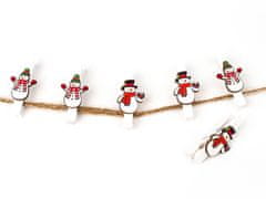 LAALU Sada 6 dekorácií: snehuliak na kolíku 5 cm