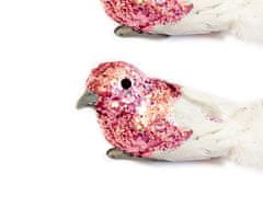 LAALU Sada 2 ks: Vtáčik na klipe s glitrami ružový 13 cm