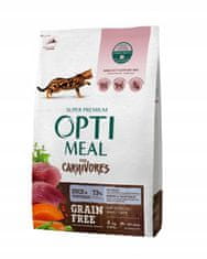 OptiMeal OPTIMEAL GRAIN FREE kompletné suché krmivo pre dospelé mačky bez obilnín - kačica so zeleninou 4 kg