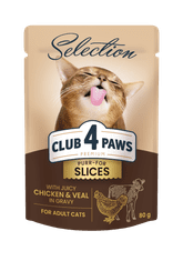 Club4Paws Premium CLUB 4 PAWS mokré krmivo pre mačky - kuracie a teľacie mäso v omáčke 12x80 g