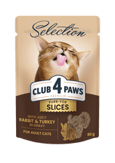 Club4Paws Premium CLUB 4 PAWS vlhké krmivo pre dospelé mačky - králik a moriak 12x80 g