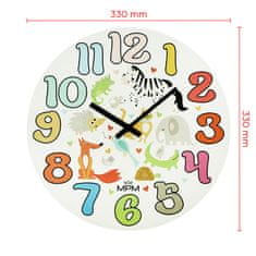 MPM QUALITY Drevené nástenné hodiny Animals 4265, 33cm