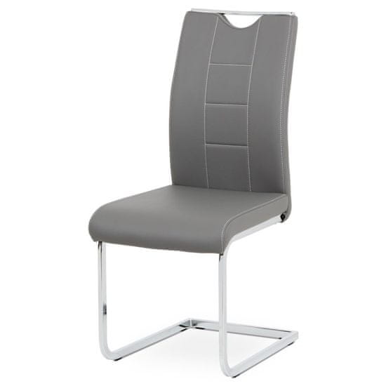 Autronic - jedálenská stolička sivá koženka / chróm - DCL-411 GREY