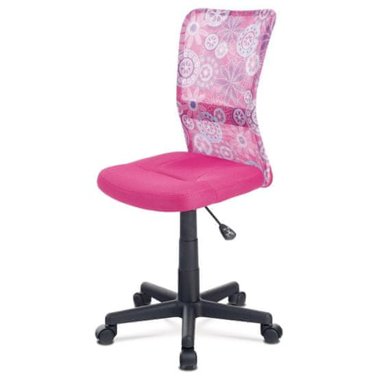 Autronic - kancelárska stolička, ružová mesh, plastový kríž, sieťovina motív - KA-2325 PINK