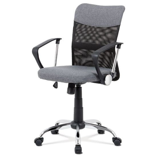 Autronic - kancelárska stolička, šedá látka, čierna MESH, hojdací mech, kríž chróm - KA-V202 GREY