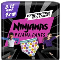 Pampers Ninjamas Pyjama Pants Srdíčka, 9 ks, 8 let, 27kg-43kg
