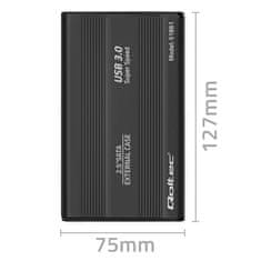 Qoltec HDD/SSD kryt/priečinok 2,5" SATA3 | USB 3.0 | Čierna