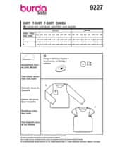 Burda Strih Burda 9227 - Tričko s okrúhlym výstrihom pre dievčatá a chlapcov, tričko s dlhým rukávom, mušelínové tričko