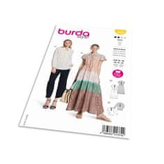 Burda Strih Burda 5823 - Šaty so sťahovaním v páse, maxi šaty, blúzka so stojačikom