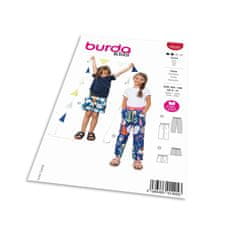 Burda Strih Burda 9228 - Nohavice s gumou v páse pre dievčatá a chlapcov, tepláčky, šortky