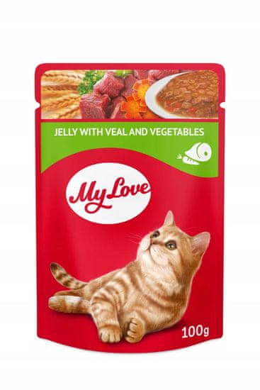 Hau&Miau My Love mokré krmivo pre mačky - Teľacie mäso so zeleninou v želé 24x100g