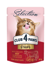 Club4Paws Premium CLUB 4 PAWS mokré krmivo pre mačky - Hovädzie mäso v brokolicovej krémovej polievke 12x85g