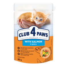 Club4Paws Premium CLUB 4 PAWS mokré krmivo pre mačiatka - Losos v omáčke 24x80g