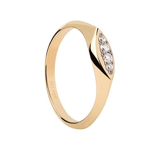 PDPAOLA Elegantný pozlátený prsteň so zirkónmi Gala Vanilla AN01-A52