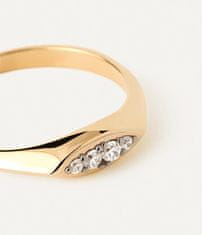 PDPAOLA Elegantný pozlátený prsteň so zirkónmi Gala Vanilla AN01-A52 (Obvod 50 mm)