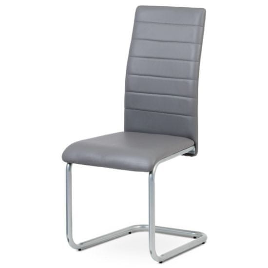 Autronic - jedálenská stolička, koženka sivá, sivý lak - DCL-102 GREY