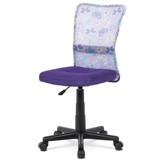 Autronic - kancelárska stolička, fialová mesh, plastový kríž, sieťovina motív - KA-2325 PUR