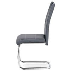 Autronic - jedálenská stoličky ekokoža šedá, biele prešitie/nohy kov, chróm - HC-481 GREY