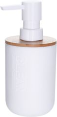 Dekorstyle Biely zásobník na tekuté mydlo s bambusovým viečkom