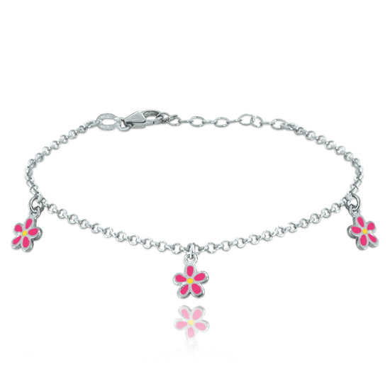 MINET Strieborný náramok ružové kvety