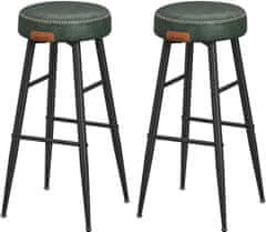 shumee Kolekcia Echo ULBC090C01 STOOTY, sada 2 kusov, kuchynské stoličky, stoličky na raňajky, šitá umelá koža, 30 palcov, pre domácnosť, bar, jedáleň, jednoduchá montáž, lesná zelená