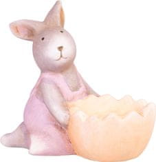 Dekorácia MagicHome, Zajačik ružový, terakota, veľkonočný, 12x7x10,5 cm