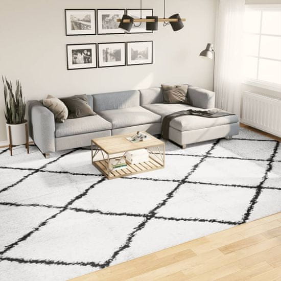 Petromila vidaXL Shaggy koberec PAMPLONA, vysoký vlas, krémovo čierny 300x400 cm