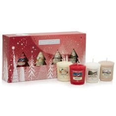 Yankee Candle Darčeková sada sviečok , Štedrý večer, Vianočné pečivo, Hrejivý kašmír, Blikajúce svetielka, 4 x 49 g