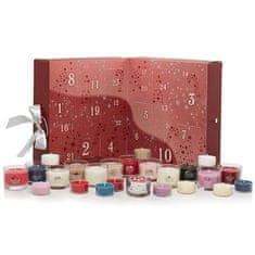 Yankee Candle Adventný kalendár sviečok , 12 ks čajových + 12 ks votívnych sviečok a svietnik