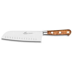 Kuchynský nôž Lion Sabatier, 834785 Idéal Provencao, Santoku nôž, čepeľ 18 cm z nerezovej ocele, rukoväť z olivového dreva, plne kovaný, nerez nity