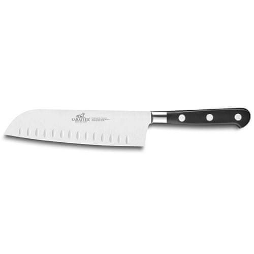 Kuchynský nôž Lion Sabatier, 814750 Idéal Inox, Santoku nôž, čepeľ 18 cm z nerezovej ocele, POM rukoväť, plne kovaný, nerez nity