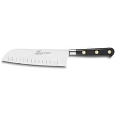 Kuchynský nôž Lion Sabatier, 714780 Idéal Laiton, Santoku nôž, čepeľ 18 cm z nerezovej ocele, POM rukoväť, plne kovaný, mosadzné nity