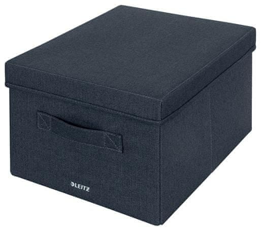 LEITZ Škatuľa "Fabric", tmavo šedá, potiahnutá látkou, veľkosť M, 61440089