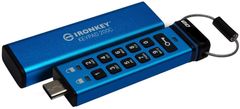Kingston IronKey Keypad 200C, 128GB (IKKP200C/128GB), modrá