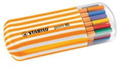 Stabilo Liner "Point 88 Twister Zebrui", 20 farieb, 0,4mm, v oválnom plastovom obale, 8820-02
