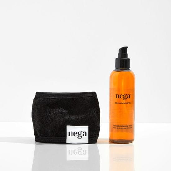 Nega Cosmetics Tan revolution, 100% prírodný fluid na rýchlejšie prirodzené opaľovanie a páska na ochranu vlasov, opaľovací olej, opaľovací krém, hladká pokožka, príjemná vôňa, ideálny darček, 150 ml, NegatanPaket