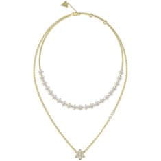 Guess Kvetinový náhrdelník z pozlátenej ocele White Lotus JUBN04130JWYGWHT/U