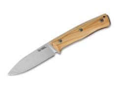 LionSteel 02LS040 B35 Olive outdoorový nôž 9 cm, olivové drevo, kožené puzdro